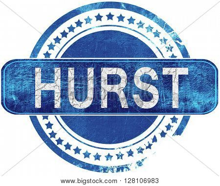 hurst grunge blue stamp. Isolated on white.
