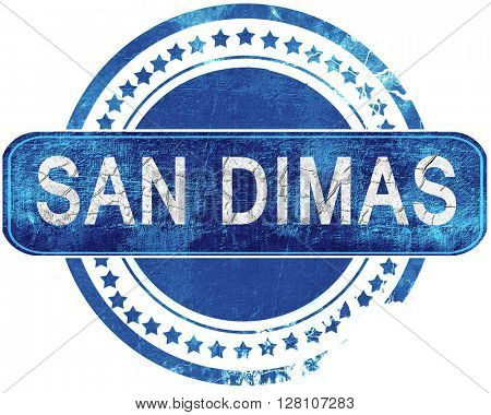 san dimas grunge blue stamp. Isolated on white.