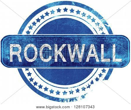 rockwall grunge blue stamp. Isolated on white.