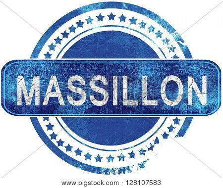 massillon grunge blue stamp. Isolated on white.