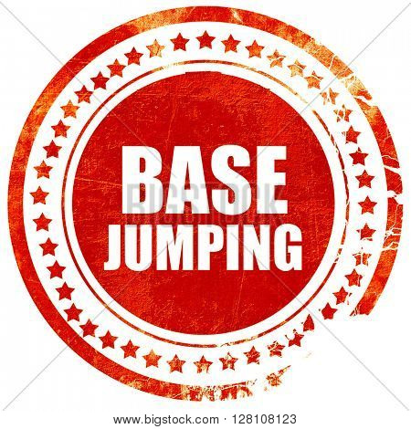 base jumping, red grunge stamp on solid background
