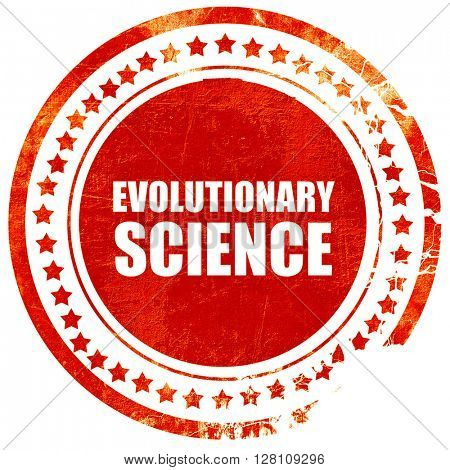 evolutionary science, red grunge stamp on solid background