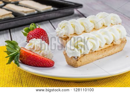 Strawberries and traditional Czech Sweet Dessert - 