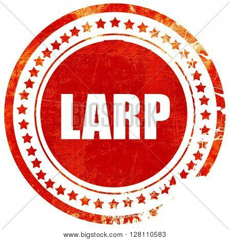larp, red grunge stamp on solid background