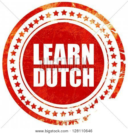 learn dutch, red grunge stamp on solid background