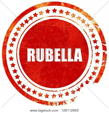 rubella, red grunge stamp on solid background