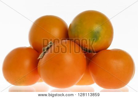 Exotic tropical fruit called lulo (Solanum quitoense)