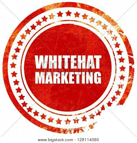 whitehat marketing, red grunge stamp on solid background