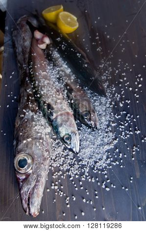 blue fish freshly caught great for a healthy diet ready to be cooked with lemon and oil