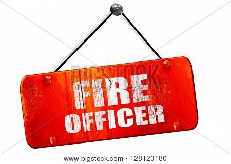 fire officer, 3D rendering, vintage old red sign