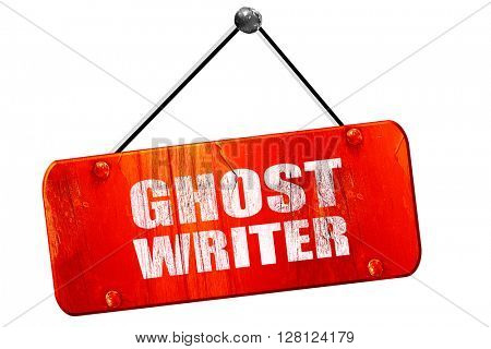 ghost writer, 3D rendering, vintage old red sign