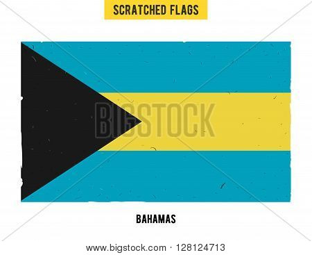Bahamian grunge flag with little scratches on surface. A hand drawn scratched flag of Bahamas with a easy grunge texture. Vector modern flat design.