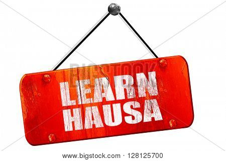 learn hausa, 3D rendering, vintage old red sign