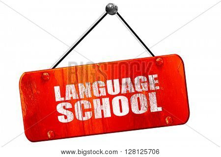 language school, 3D rendering, vintage old red sign