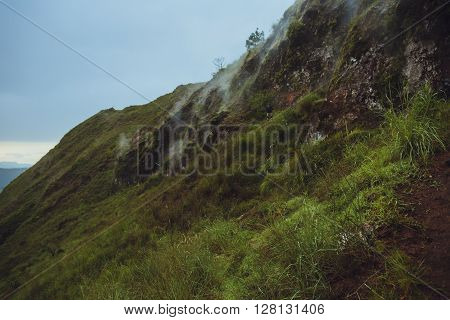 Beautifull Mountain In The Morning Mist , Batur, Bali,  Indonesia
