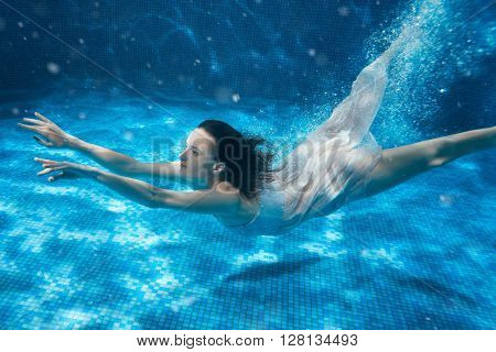 Woman at the bottom of the pool floats she wore a dress.
** Note: Soft Focus at 100%, best at smaller sizes