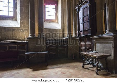 JAEN SPAIN - may 2016 2: The sacristy is a rectangular space of 12 by 22 meters, Raised on sixteen columns, is one of the most important works of the Andalusian Renaissance, Jaen, Spain
