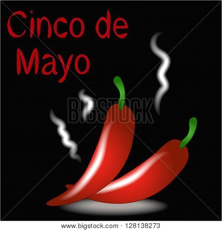 Two red chili peppers on a black background