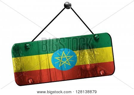 Ethiopia flag, 3D rendering, vintage grunge hanging sign