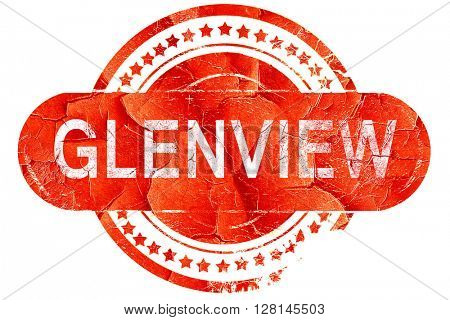 glenview, vintage old stamp with rough lines and edges