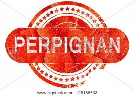 perpignan, vintage old stamp with rough lines and edges