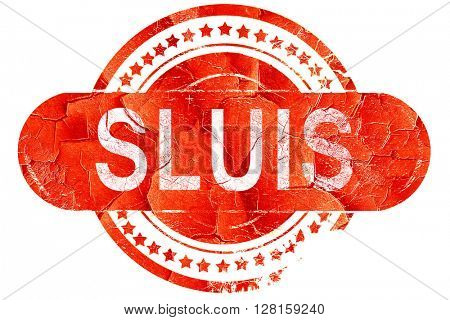 Sluis, vintage old stamp with rough lines and edges