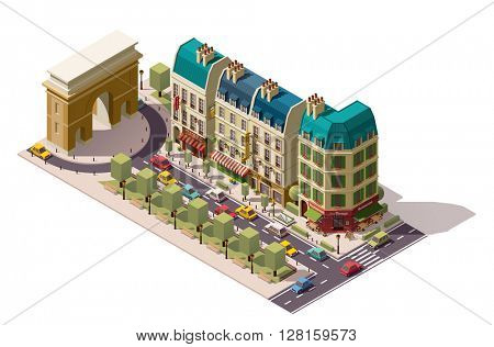 Vector isometric Paris street