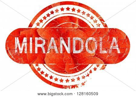 Mirandola, vintage old stamp with rough lines and edges