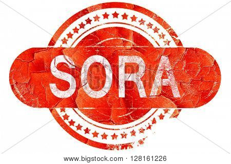 Sora, vintage old stamp with rough lines and edges