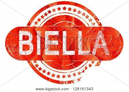Biella, vintage old stamp with rough lines and edges