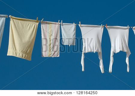 Clothes drying on the laundry line