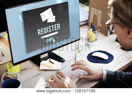 Register Apply Enlist Join Record Sign-Up Enter Concept
