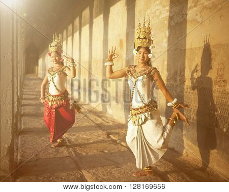Traditional Aspara Dancers Cambodia Concept