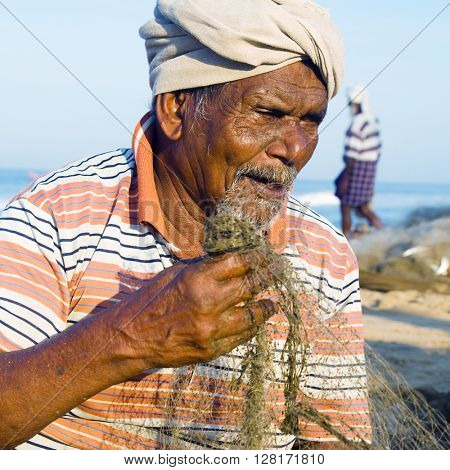 Indian Fisherman Kerela India Fishery Gulf Man Concept