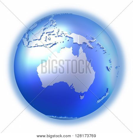 Australia On Bright Metallic Earth