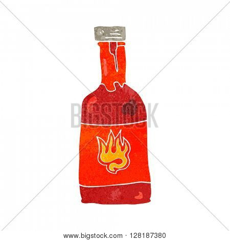 freehand retro cartoon chili sauce bottle