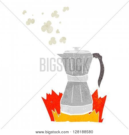 freehand retro cartoon stovetop espresso maker