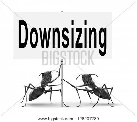 Downsizing firing workers jobs cuts job loss reorganization crisis recession, road sign billboard.