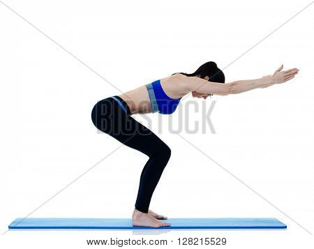 woman fitness pilates exercices isolated