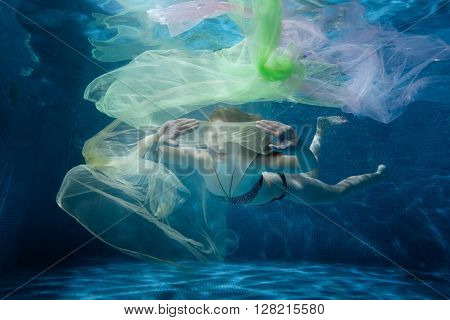 The girl floats under water with a cloth.
** Note: Soft Focus at 100%, best at smaller sizes