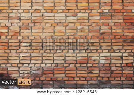 Vector low poly red brick wall grungy triangle texture