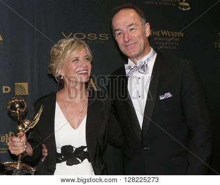 LOS ANGELES - MAY 1:  Mary Beth Evans, Michael Schwartz at the 43rd Daytime Emmy Awards at the Westin Bonaventure Hotel  on May 1, 2016 in Los Angeles, CA