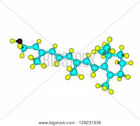 Retinol, the form of vitamin A absorbed when eating animal food sources, is a yellow, fat-soluble substance. 3d illustation