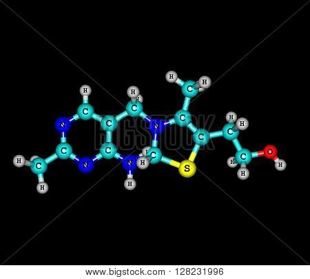 Thiamine or thiamin or vitamin B1 is a water-soluble vitamin of the B complex. 3d illustation