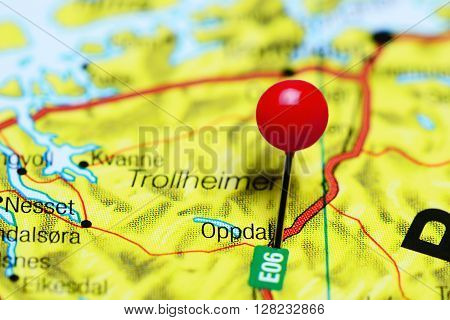 Oppdal pinned on a map of Norway