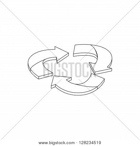 Circular arrows icon in isometric 3d style on a white background