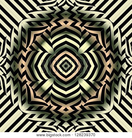 Abstract illusion texture pattern lines in the form of a convex symmetrical ellipse pattern in a square on a brown gradient background