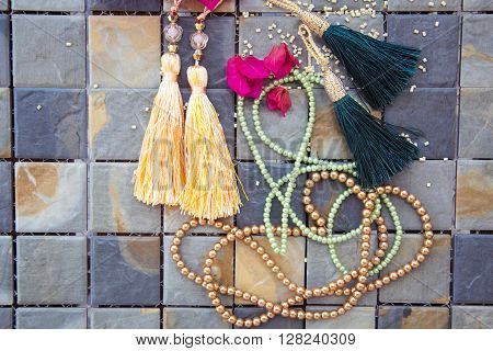 set to create brightly colored jewelry: earrings, pendants
