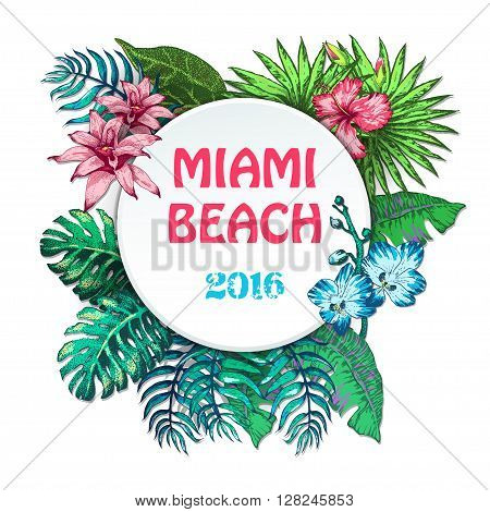 Vector Illustration of Vintage T-short Print. Summer on beach