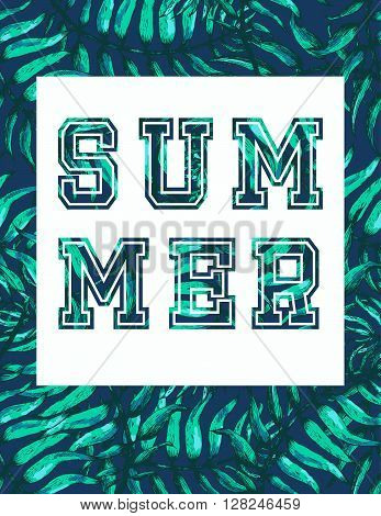 Vector Illustration of Vintage T-short Print. Summer on beach